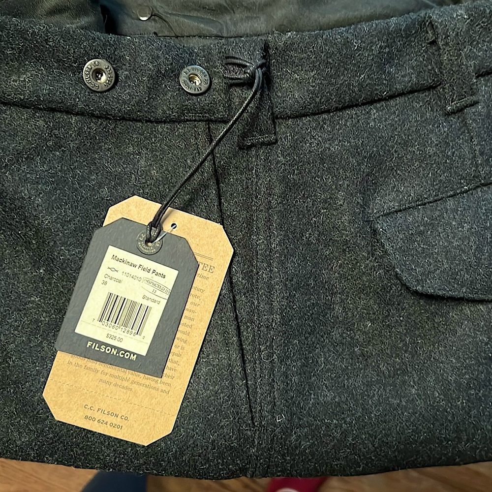 Filson Mackinaw field pants charcoal 100% virgin wool